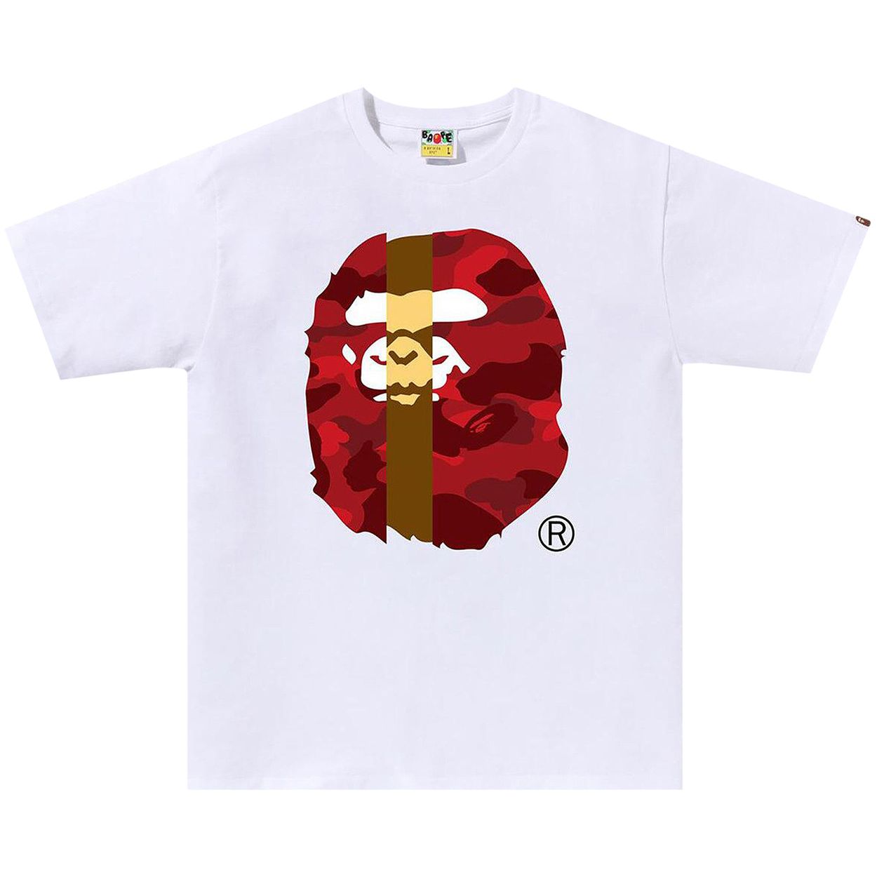 BAPE Color Camo Transform Big Ape Head Tee White/Red