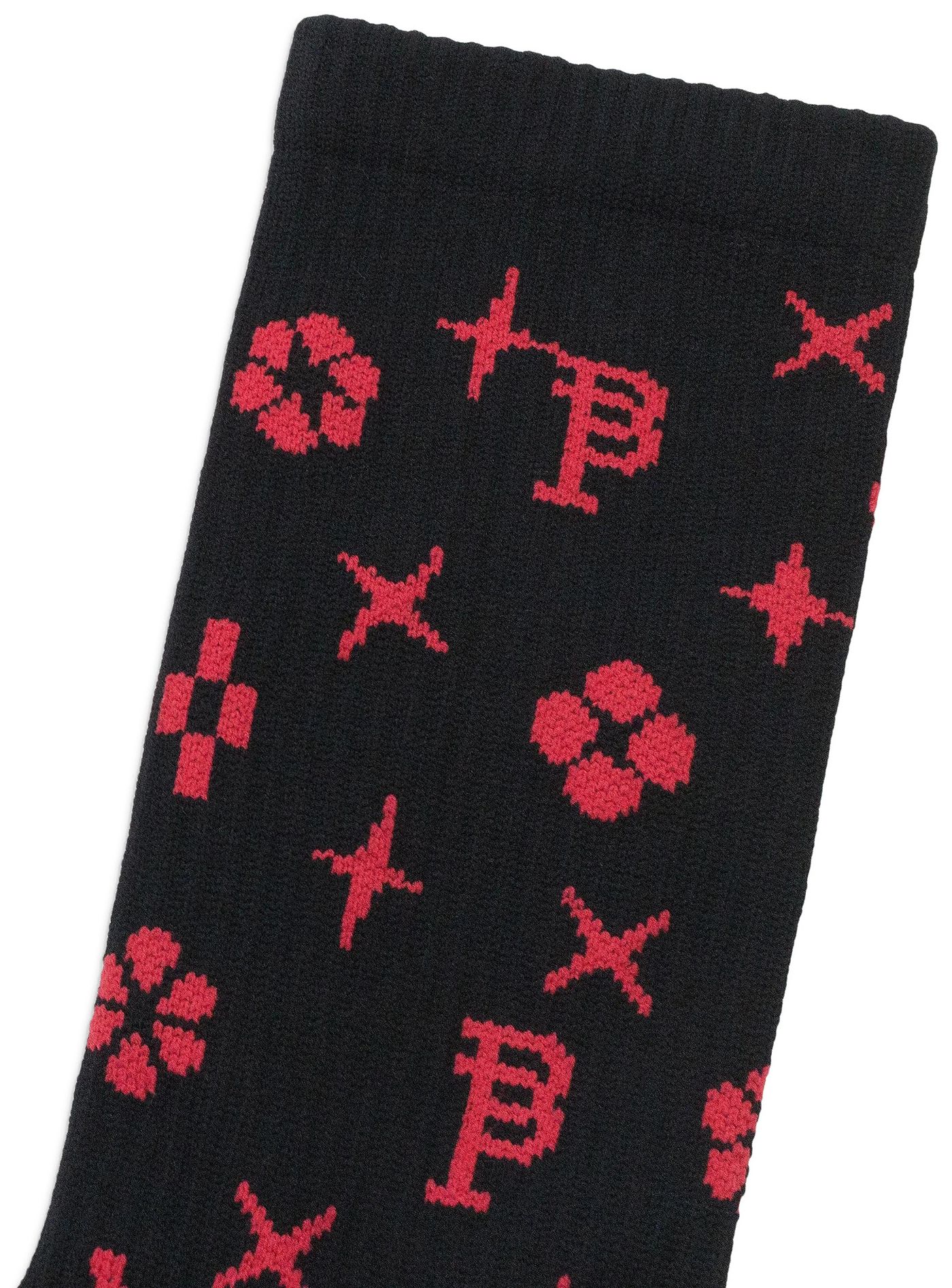 PURPLE BRAND All Over Monogram Crew Socks Black/Red