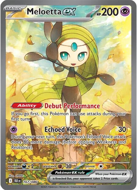 Meloetta ex #167 Pokemon Black Bolt CGC Mint 9 Graded Card