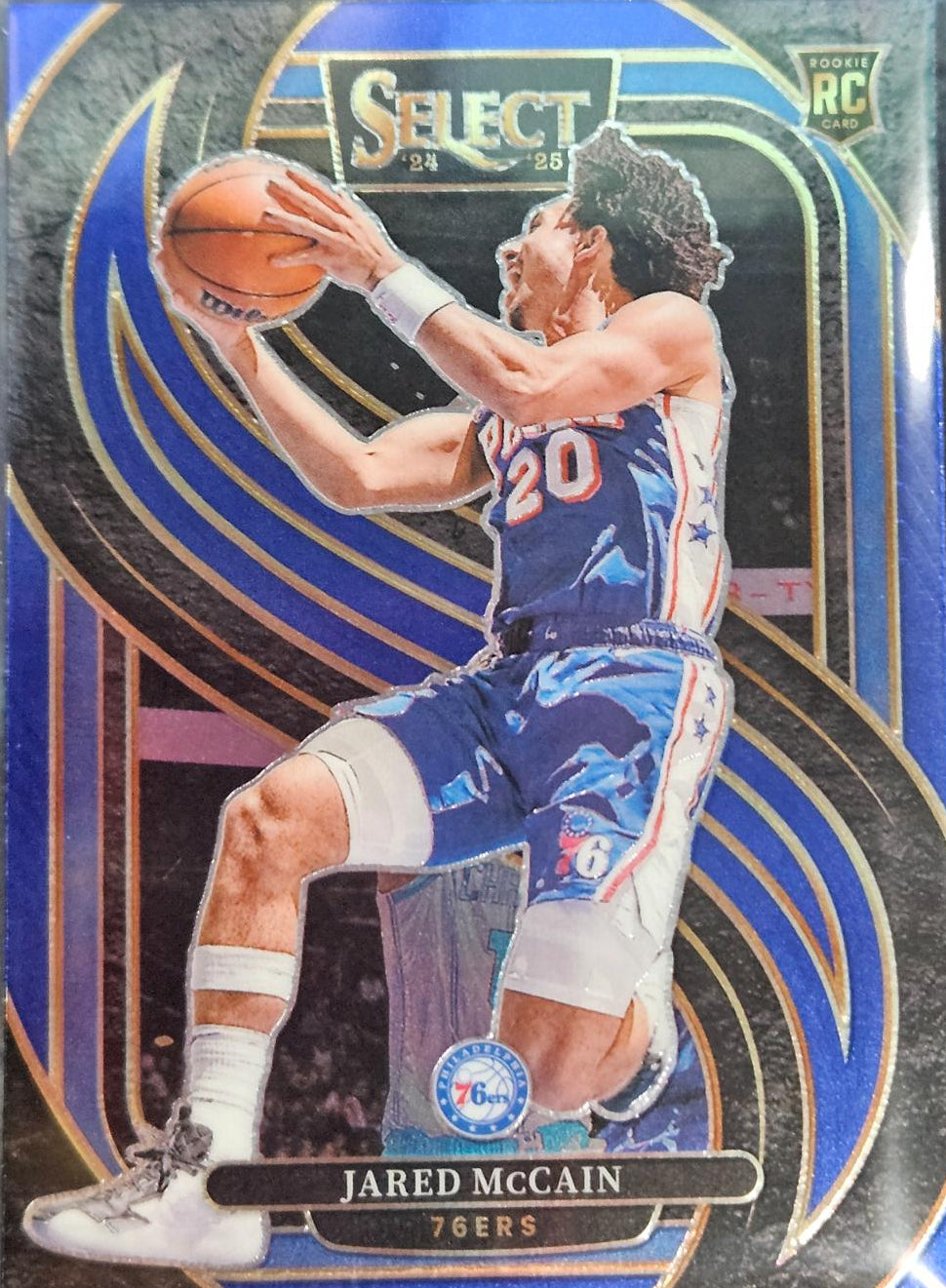 2024-25 Select Basketball Jared McCain Premier Level Blue Prizm Raywave RC #184