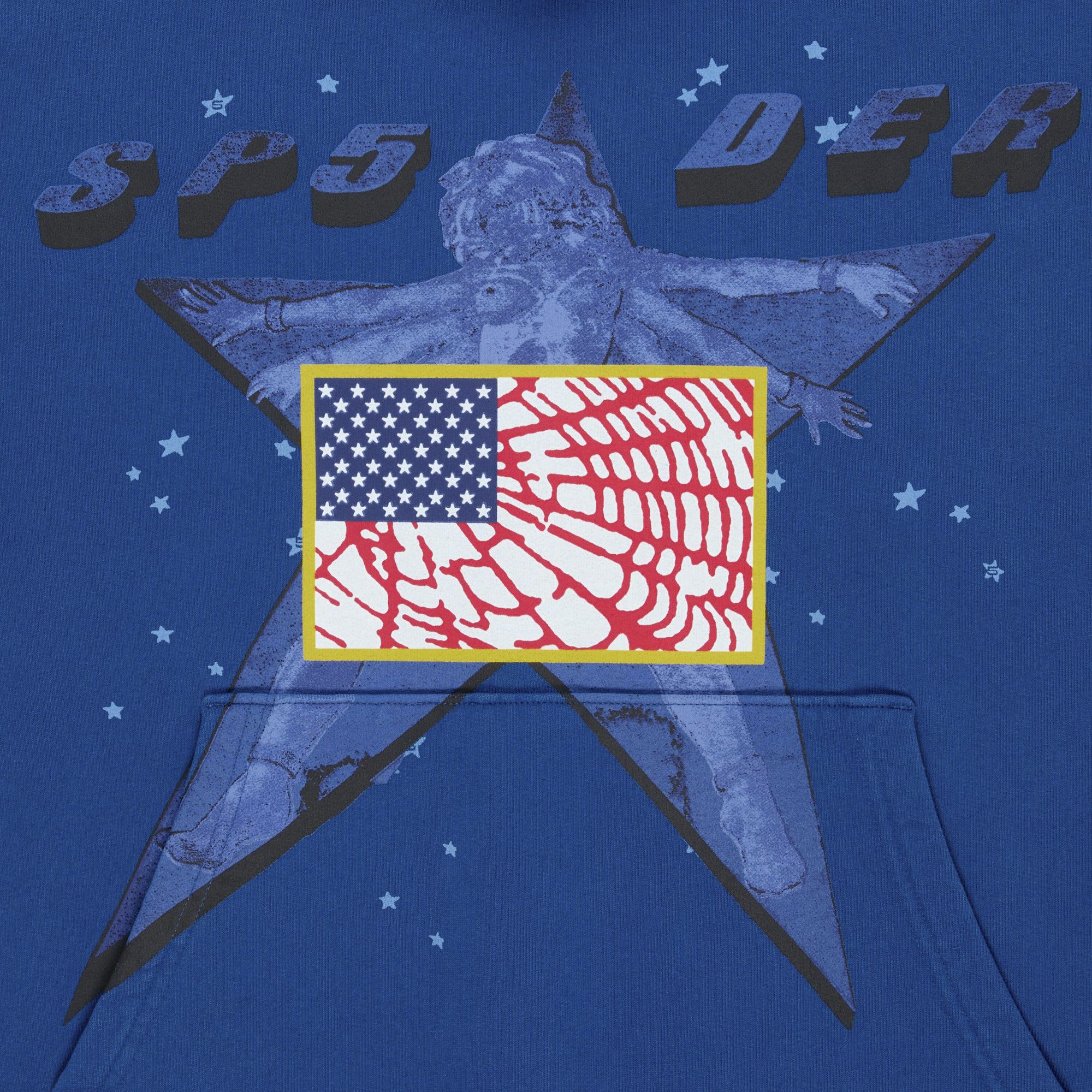 Sp5der Star Girl Hoodie Blue
