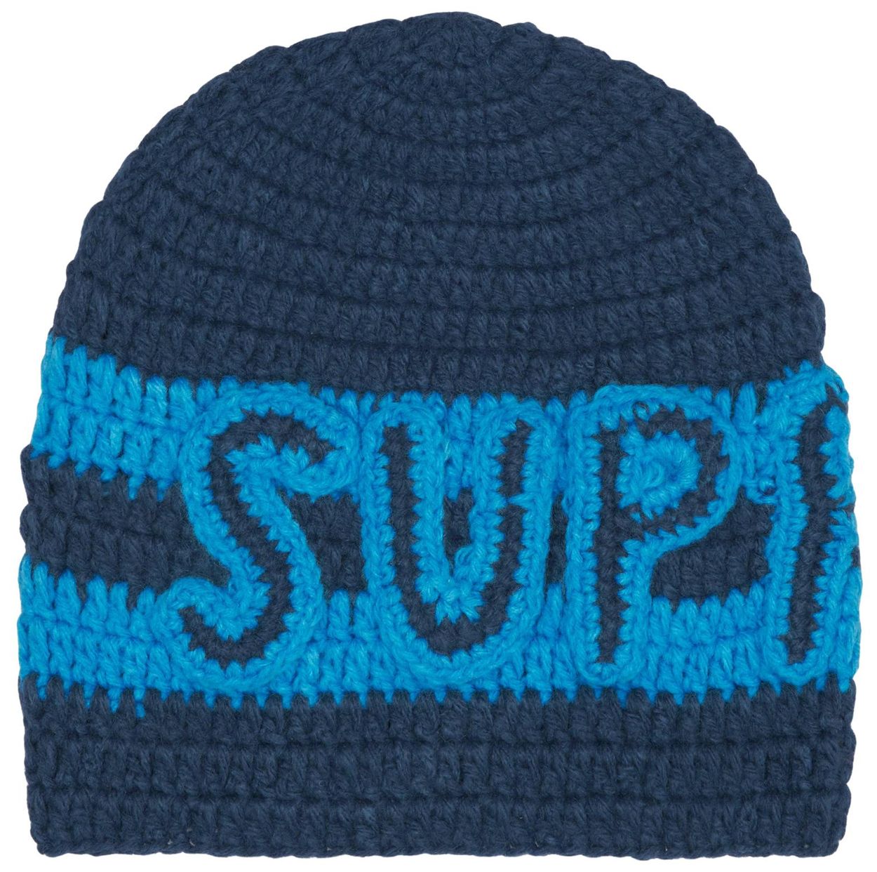 Supreme Crochet Logo Beanie Navy