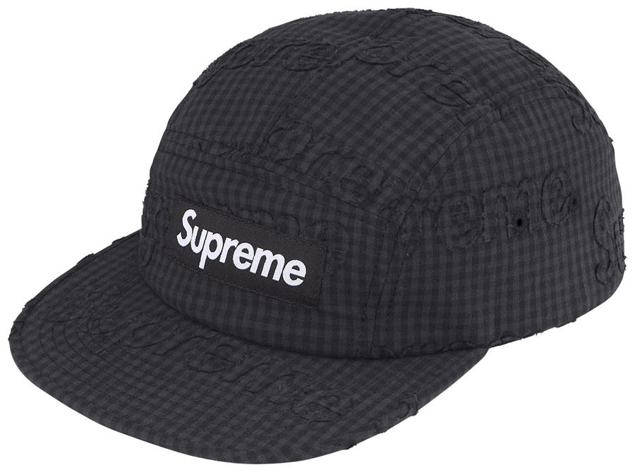 Supreme Monogram Gingham Camp Cap Black SS26