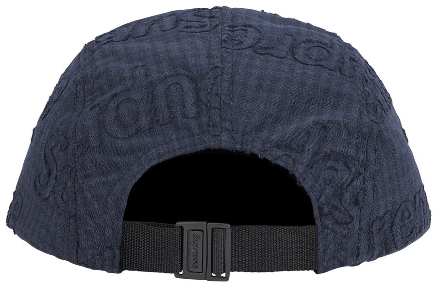 Supreme Monogram Gingham Camp Cap Navy SS26