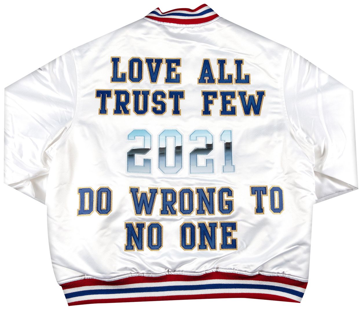 Supreme Mitchell & Ness Satin Varsity Jacket White