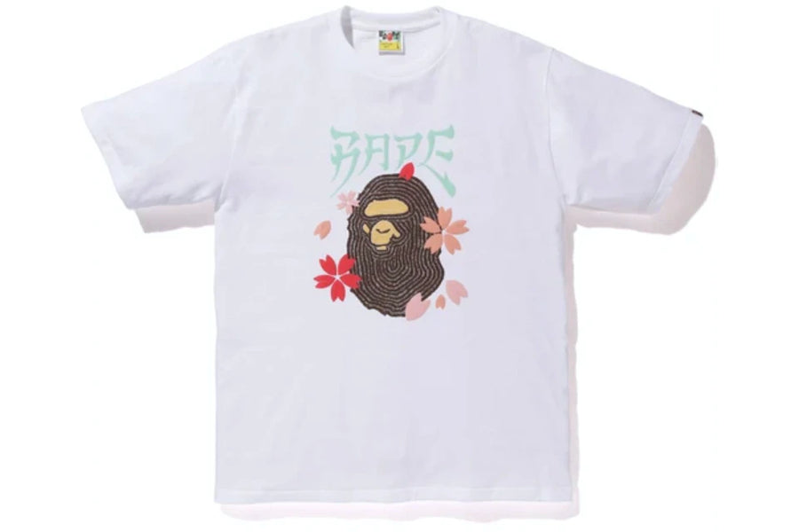 BAPE Embroidery Style Sakura Ape Head T-Shirt White
