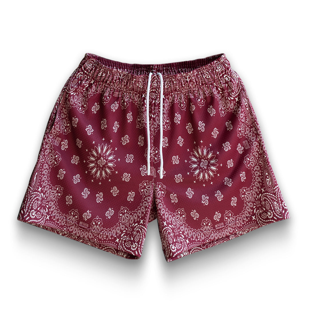 Bravest Studios Paisley Shorts Burgundy