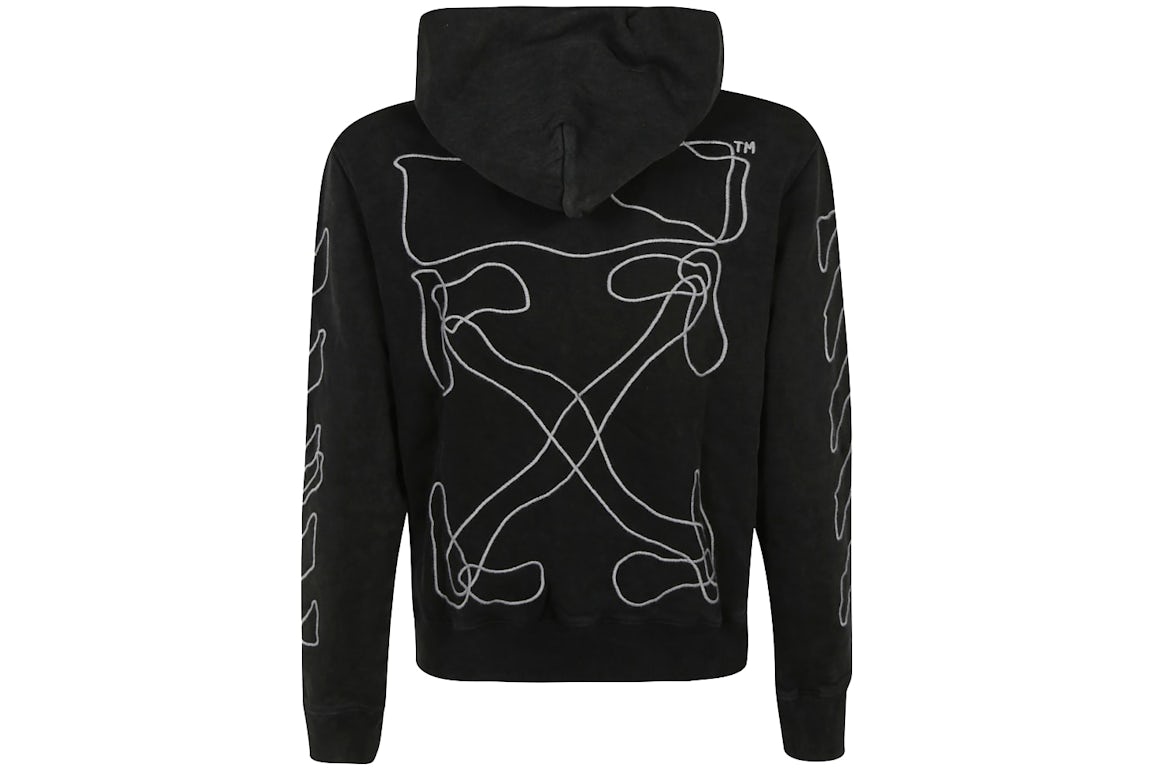 OFF-WHITE Abstract Arrows Embroidered Hoodie Black/White