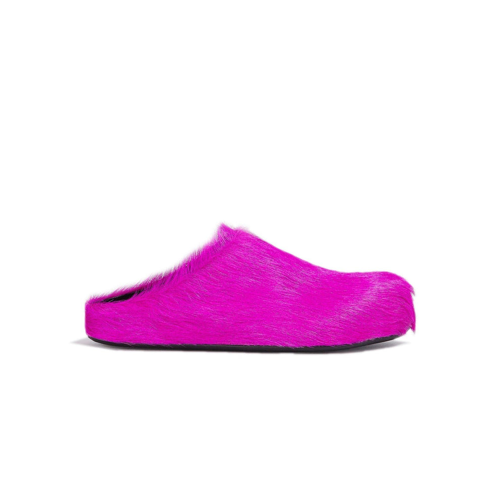 MARNI Fuchsia long-Hair Calfskin Fussbett Sabot