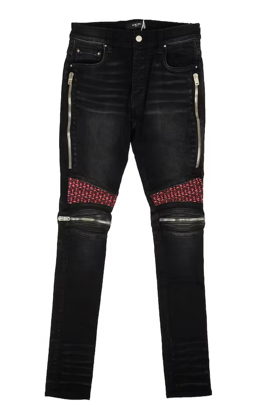 AMIRI Pink Velvet PJ MX2 Skinny Jeans Men's Black