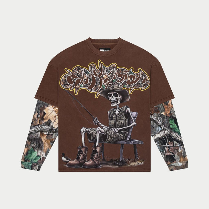 m*o様 GODSPEED GONE FISHING LAYERED T-SHI Godspeed Gone Fishing Layered T-Shirt Brown