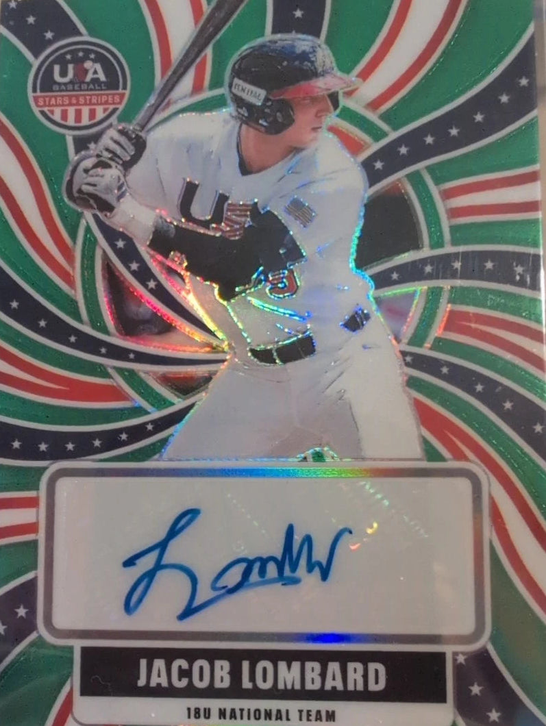 2026 Panini Stars & Stripes Green Prizm Auto Jacob Lombard