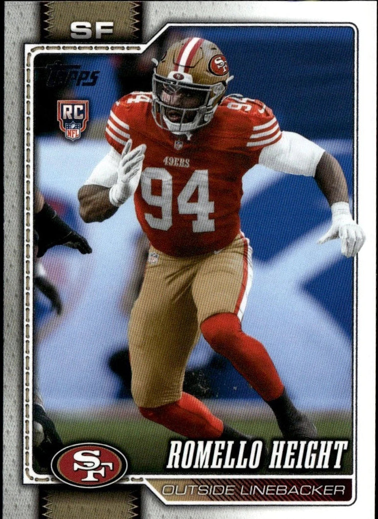 2026 Topps Football Base Romello Height RC San Francisco 49ers #358