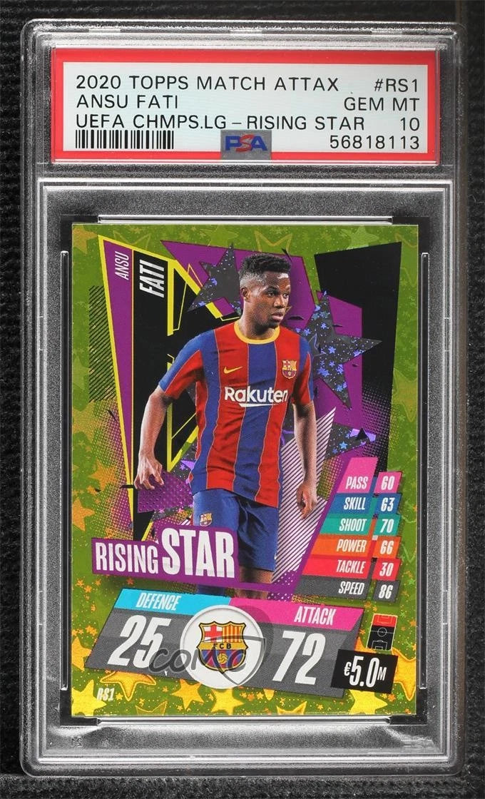 2020 Match Attax UEFA Champions League Rising Stars Ansu Fati PSA 10 GEM MT