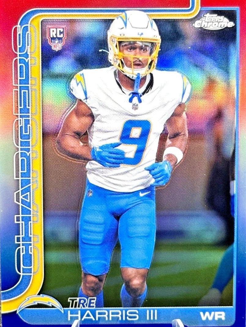 Tre Harris III Red White & Blue RC Rookie 2025 Topps Chrome #338 Chargers