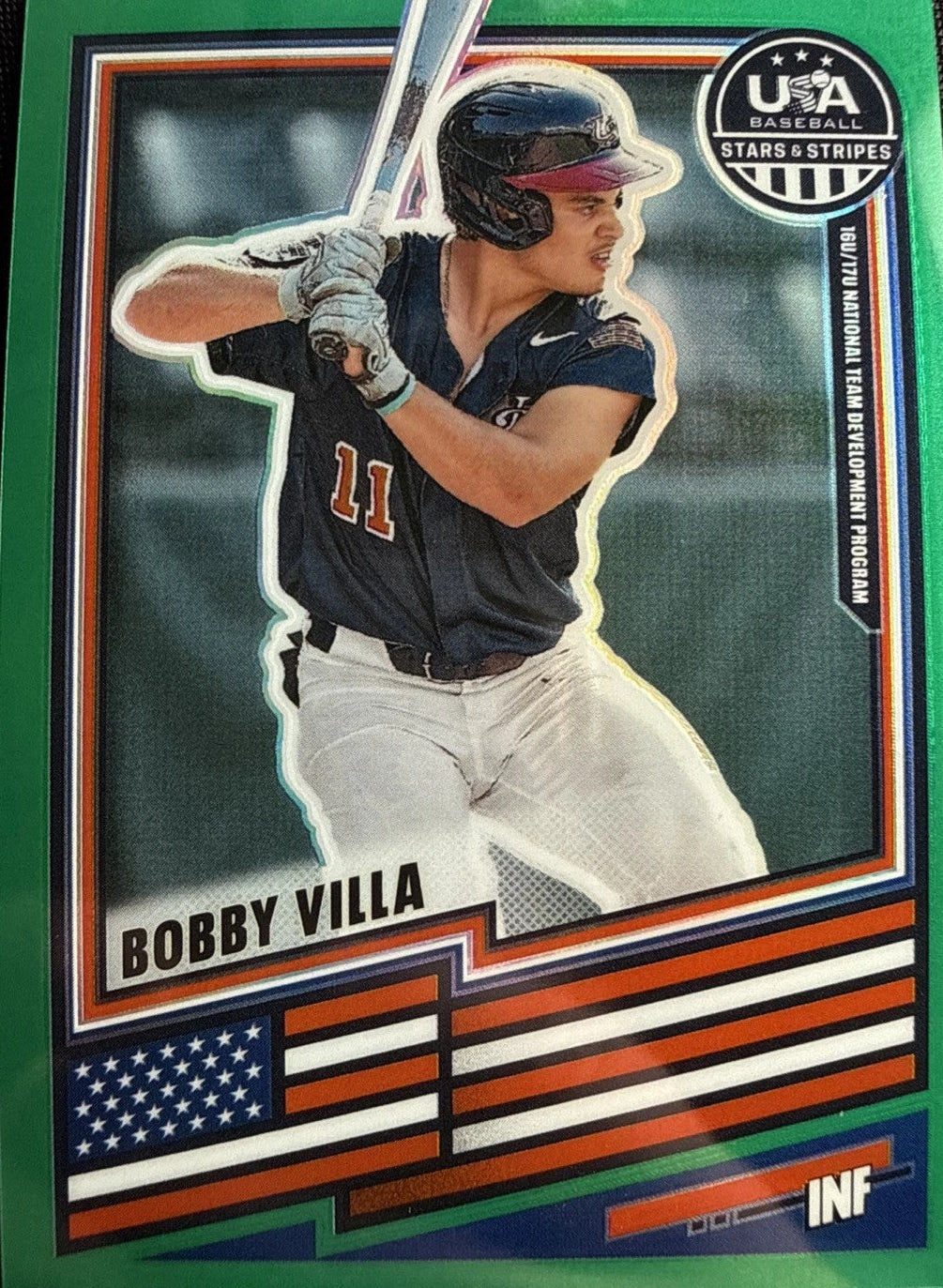 Bobby Villa 2026 Panini Stars & Stripes Baseball Green Prizm #49
