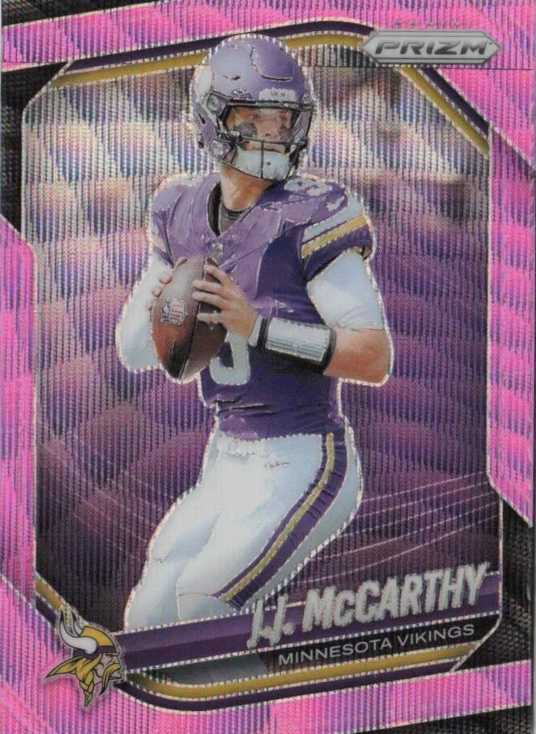 2025 Panini Prizm Pink Wave J.J. McCarthy #279 Minnesota Vikings