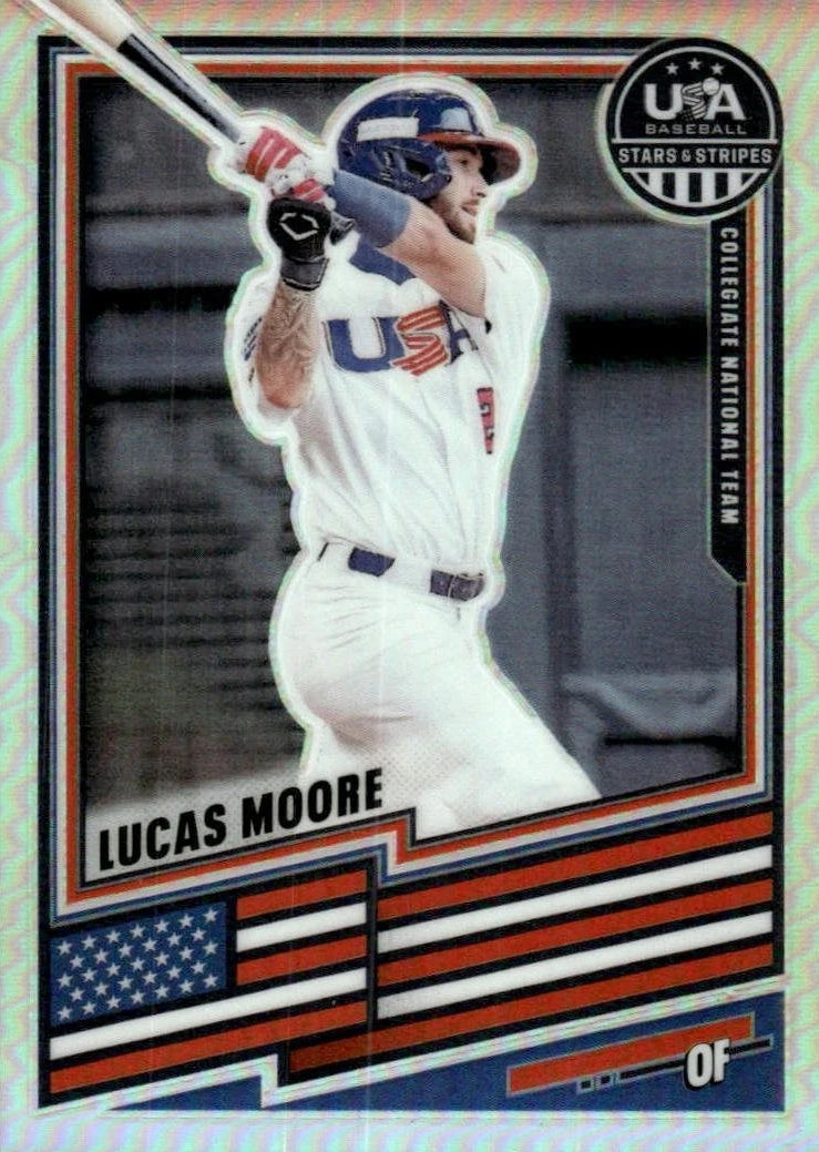 2026 Panini USA Baseball Stars & Stripes Prizm LUCAS MOORE #195 SILVER PRIZM