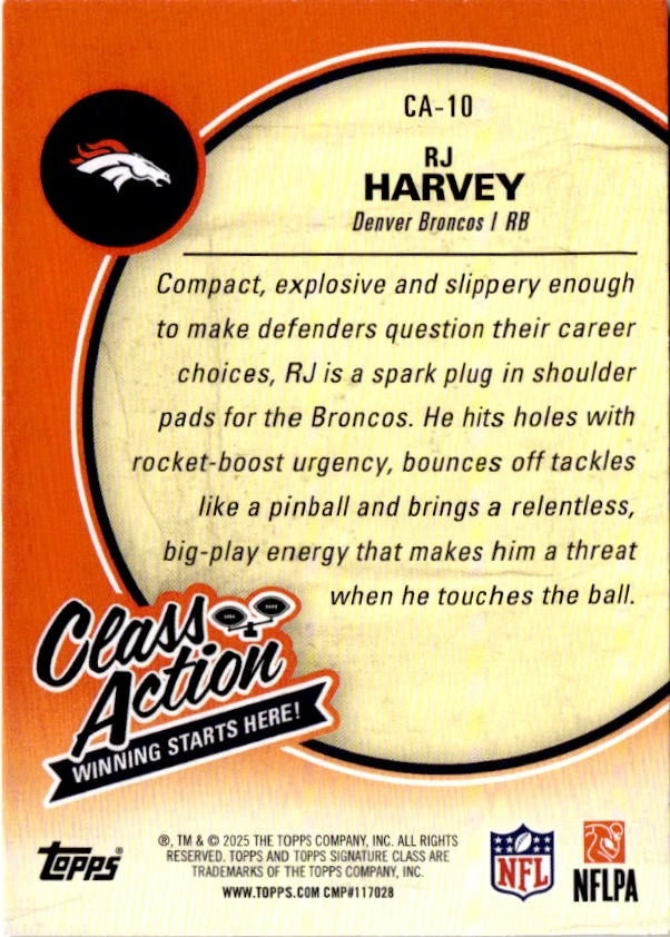 RJ Harvey #CA-10 2025 Topps Signature Class Action