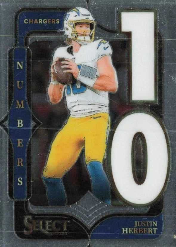 Justin Herbert 2024 Panini Select Select Numbers #17 Los Angeles Chargers