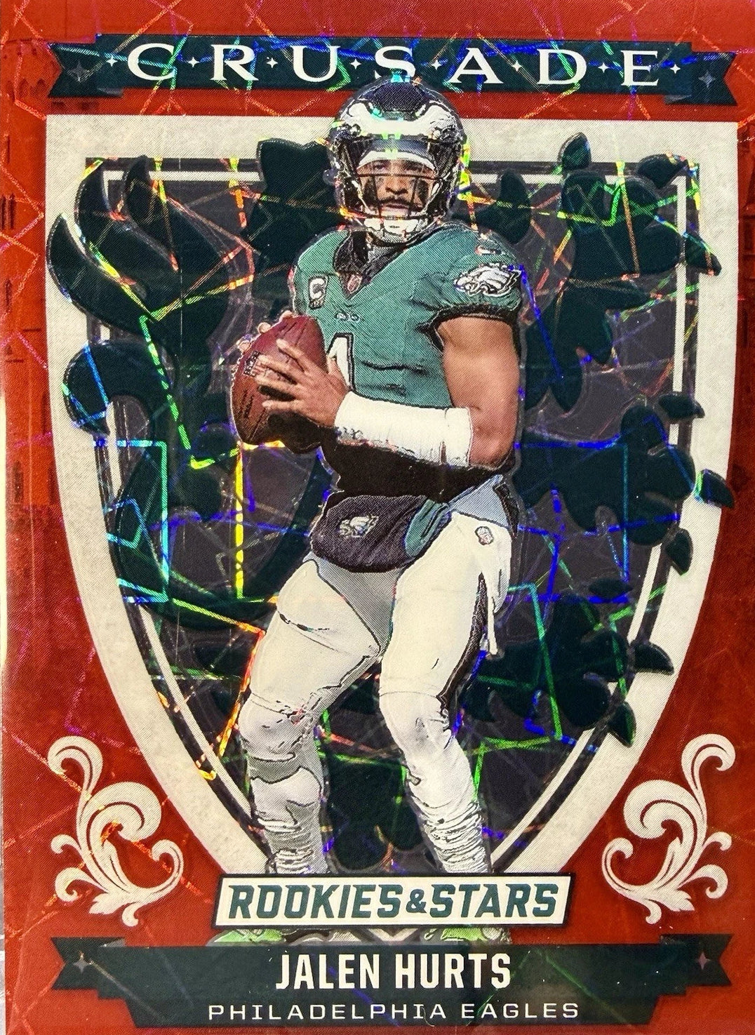 Jalen Hurts 2025 Panini Rookies & Stars #4 Crusade Red Lazer