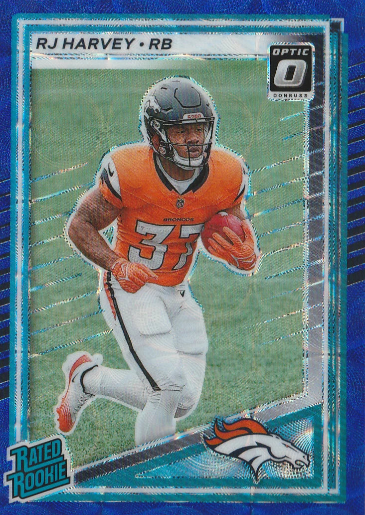2025 Panini Donruss Optic Preview Blue Scope RJ Harvey #312 Broncos (RC)