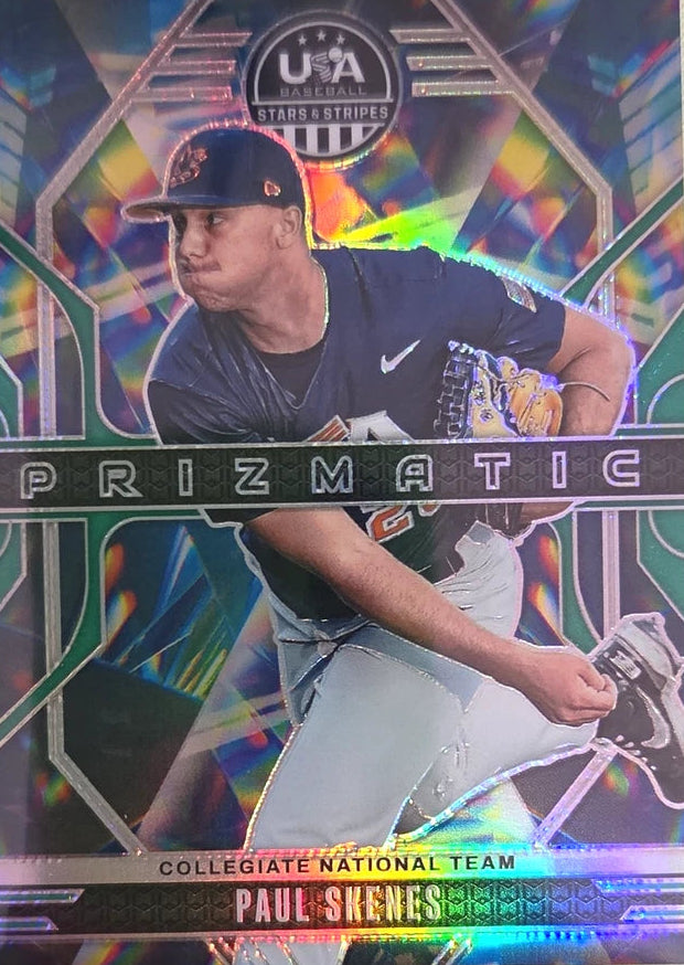 Panini 2026 Stars & Stripes Prizm Paul Skenes Prizmatic Green Prizm #11