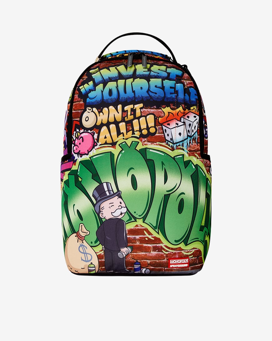 SPRAYGROUND MONOPOLY MAN GRAFFITI DLXR BACKPACK