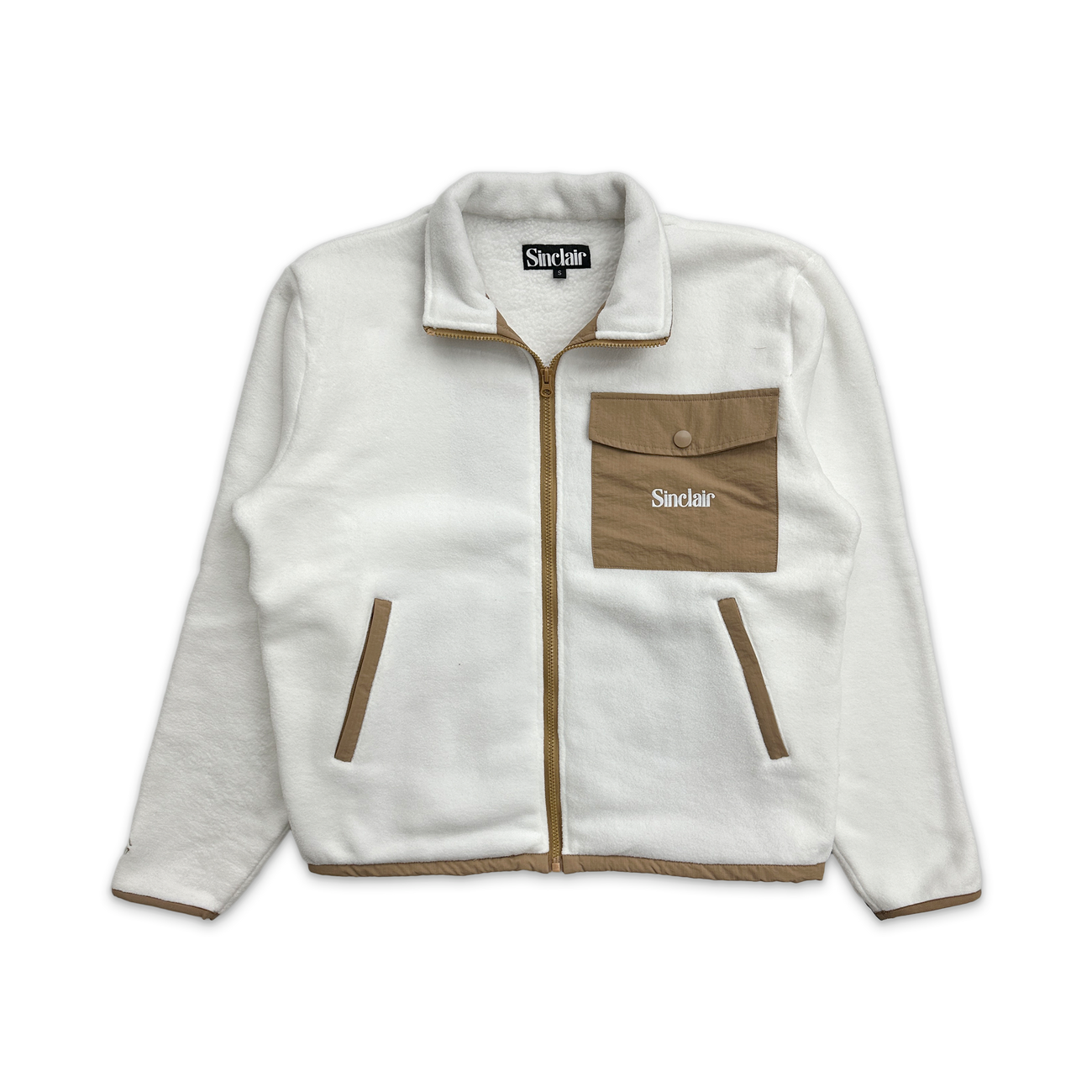 Sinclair Cargo Pocket Fleece Zip Up White