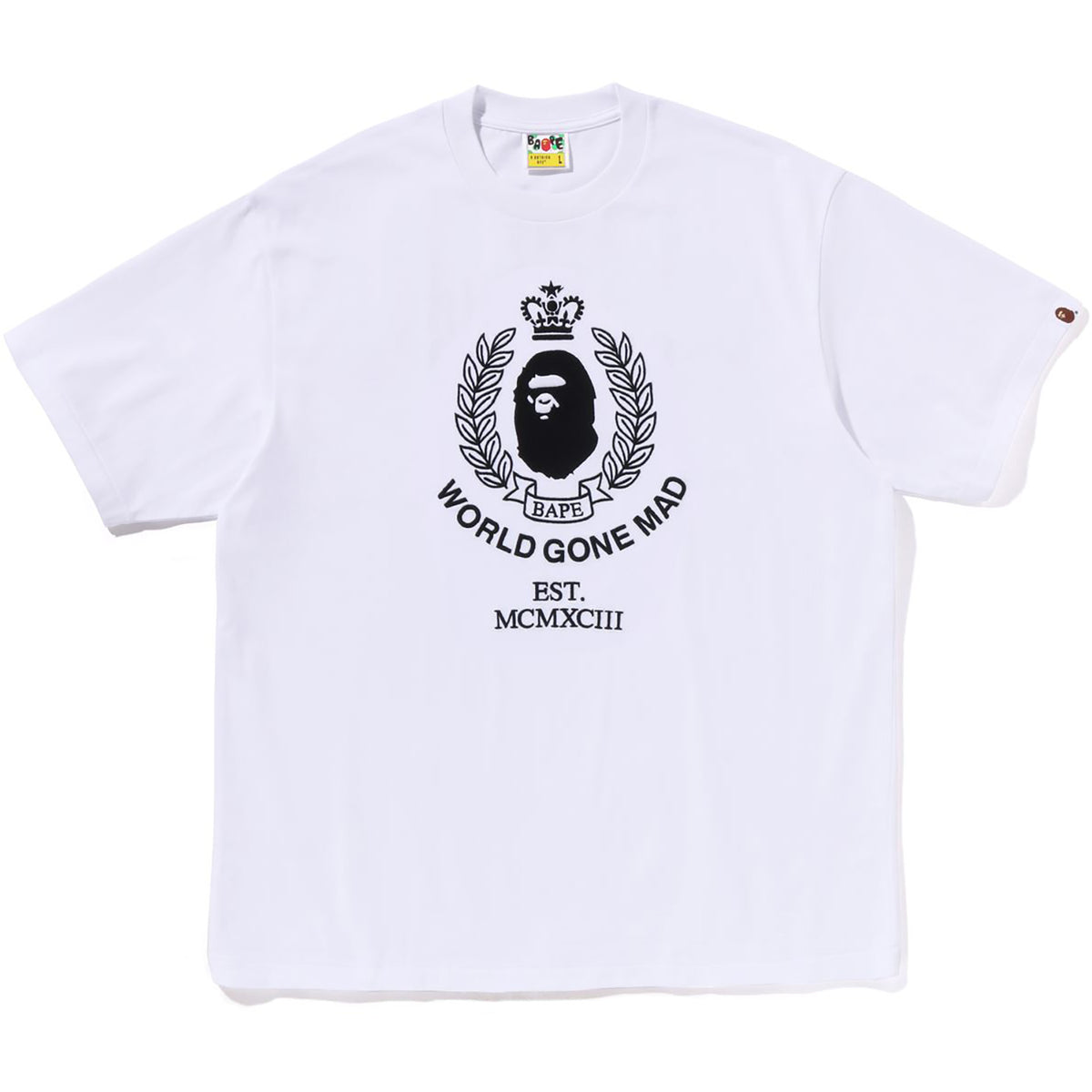 Bape Crest College Logo Relaxed Fit Tee White