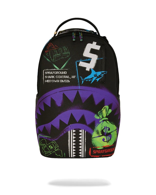 SPRAYGROUND SHARK CENTRAL STENCILS BLACK DLXSV BACKPACK