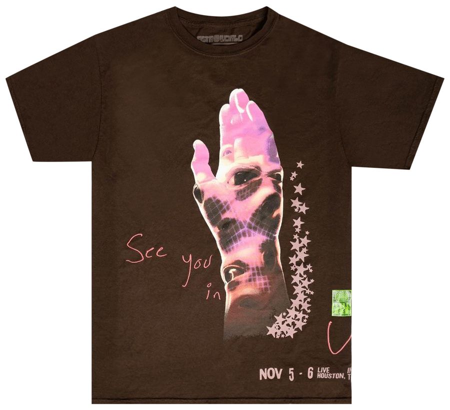 Travis Scott All Seeing Hands T-Shirt Brown