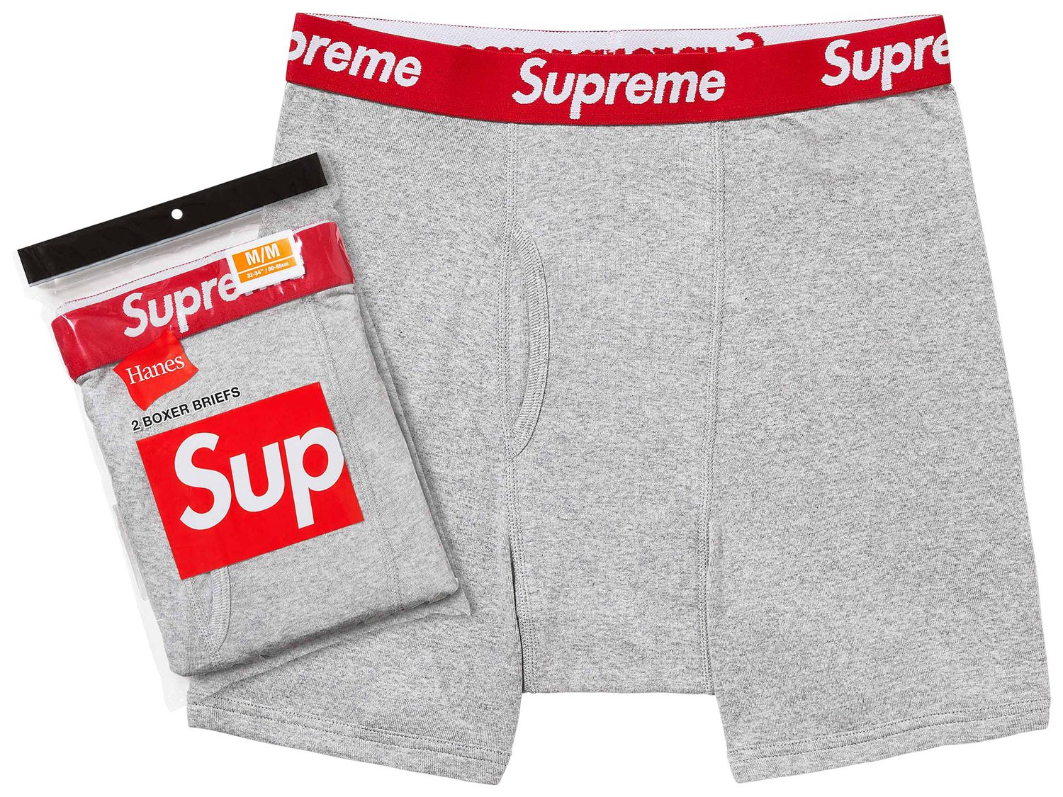 Supreme Hanes Boxer Briefs (2 Pack) Heather Grey