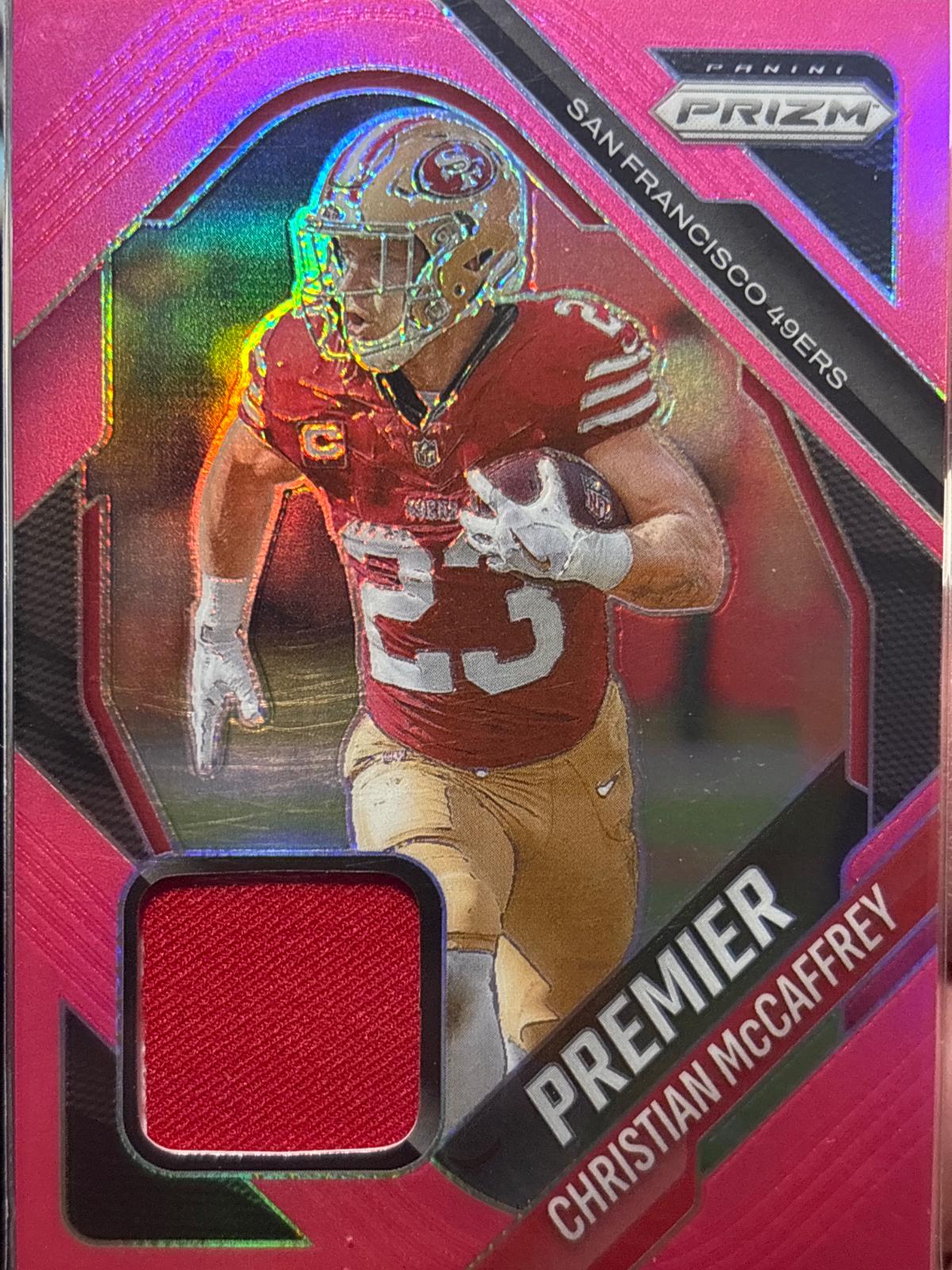 Christian McCaffrey [Pink] #PJY-CMY 2025 Panini Prizm Premier Jersey