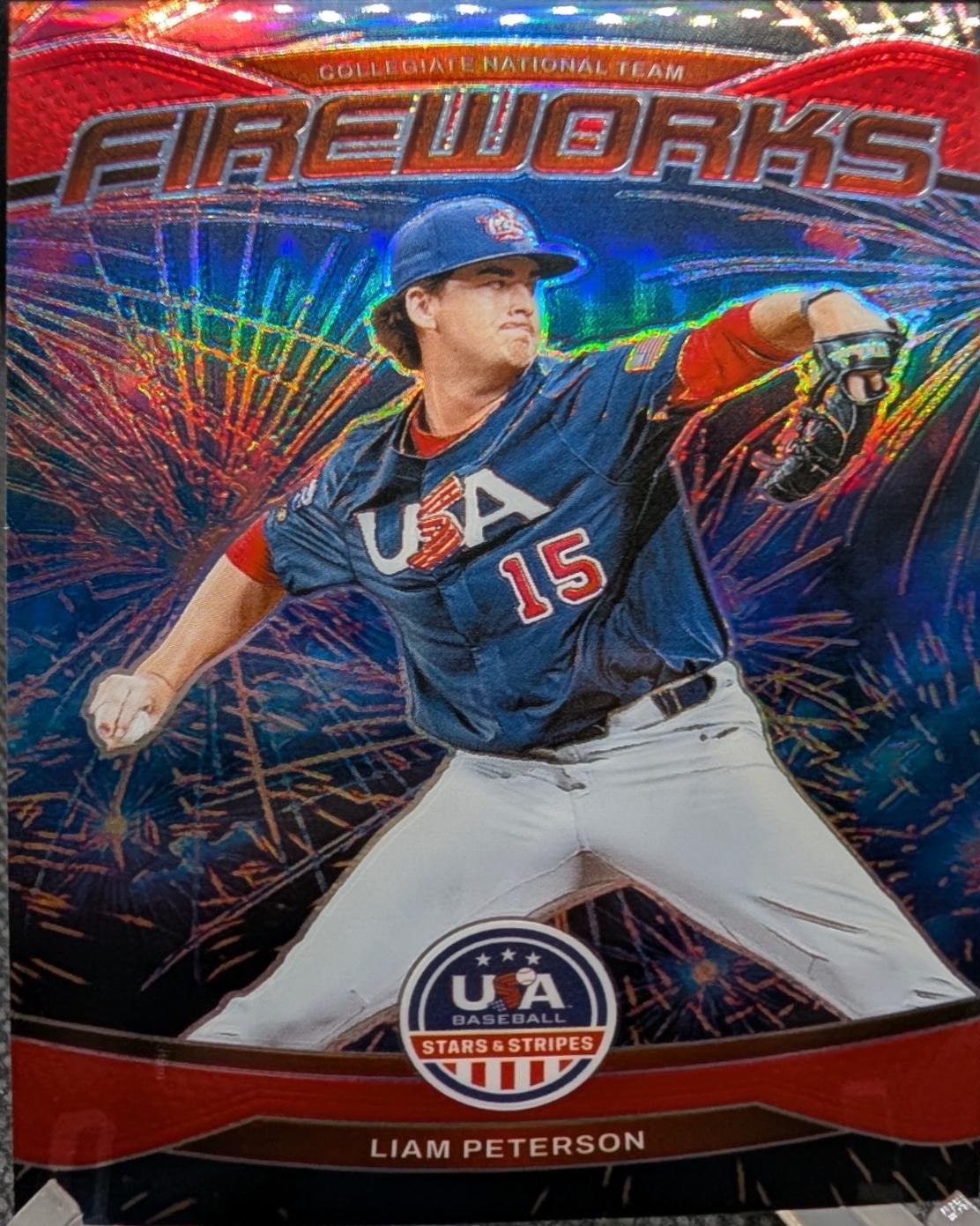 Liam Peterson #16 2026 Panini Stars and Stripes Prizm USA Fireworks