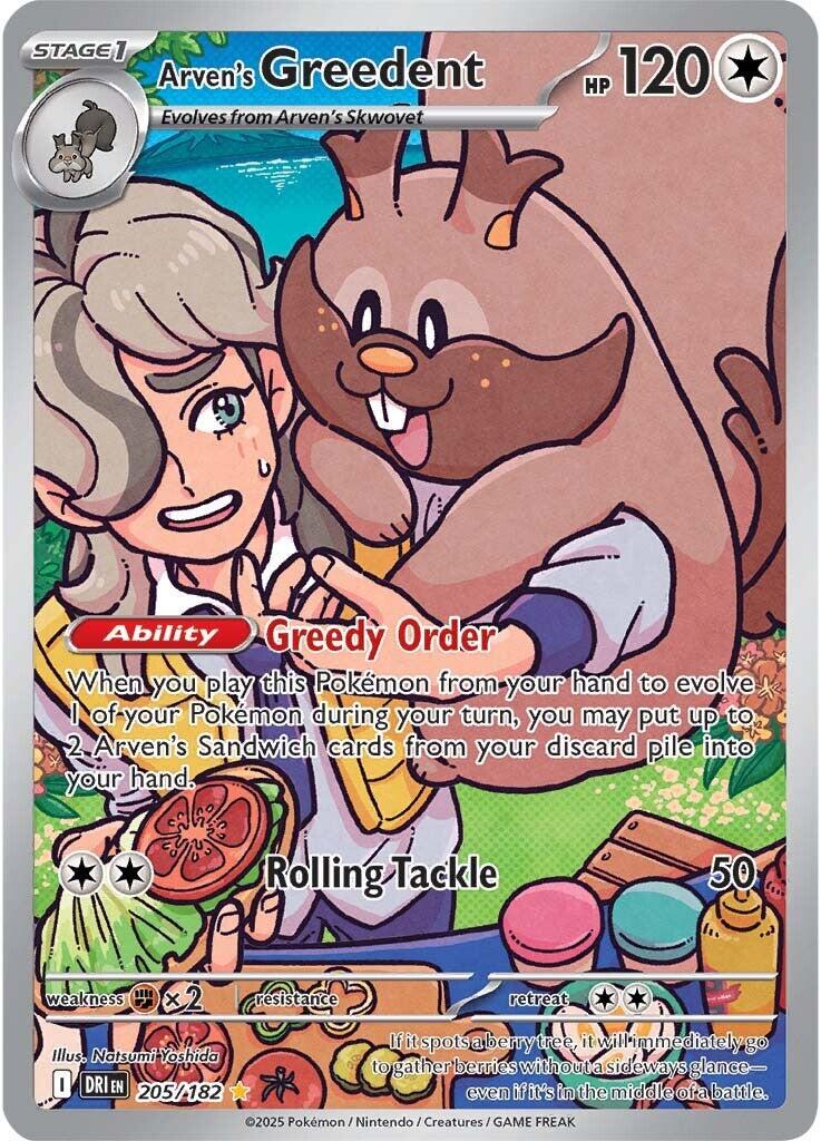 Arven's Greedent #205 Pokemon Destined Rivals [PSA 9]