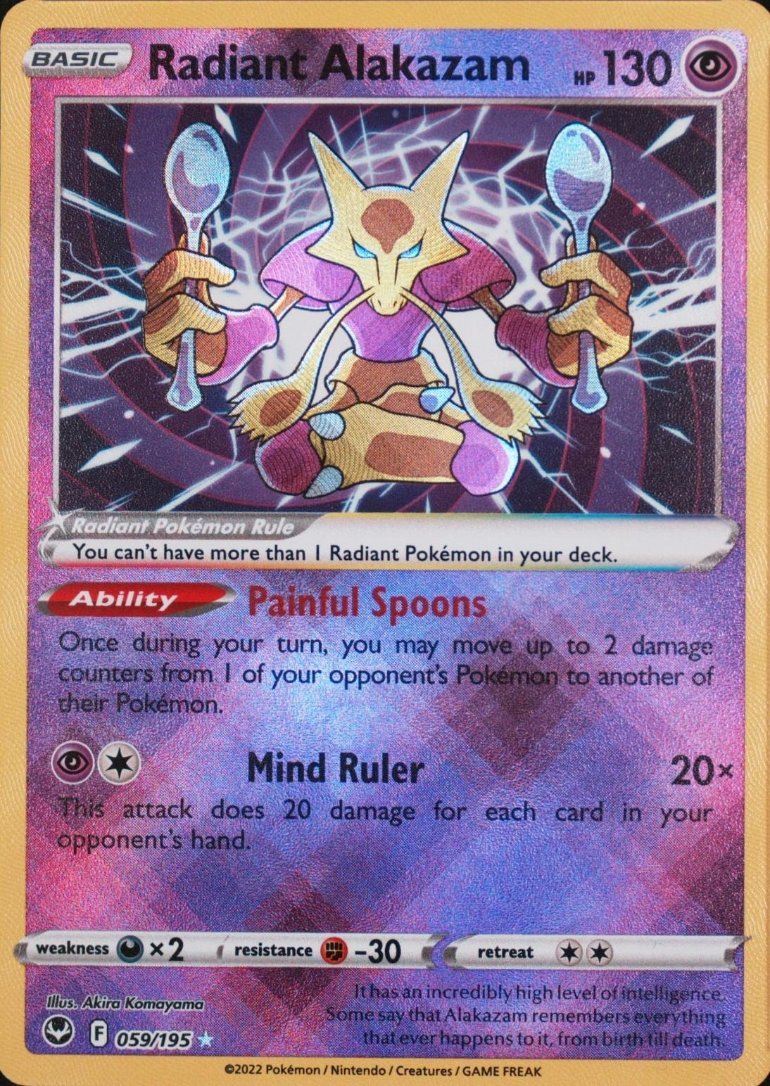 Radiant Alakazam #59 Pokemon Silver Tempest