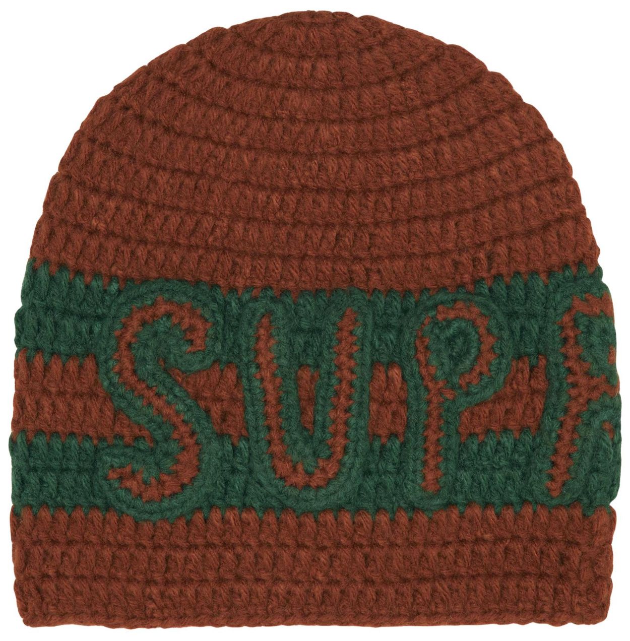 Supreme Crochet Logo Beanie Brown
