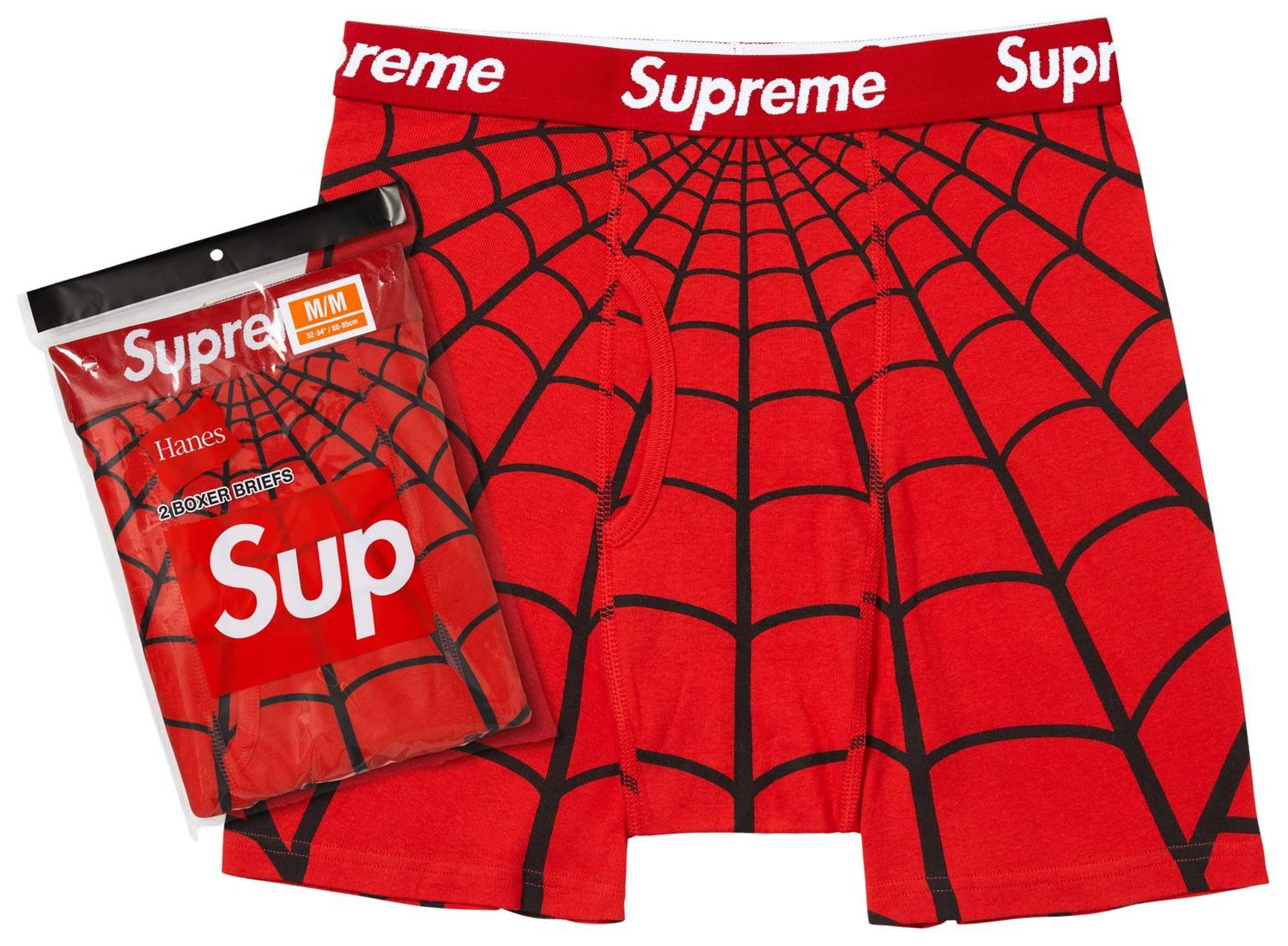 Supreme Hanes Spider-Man Boxer Briefs (2 Pack) Red