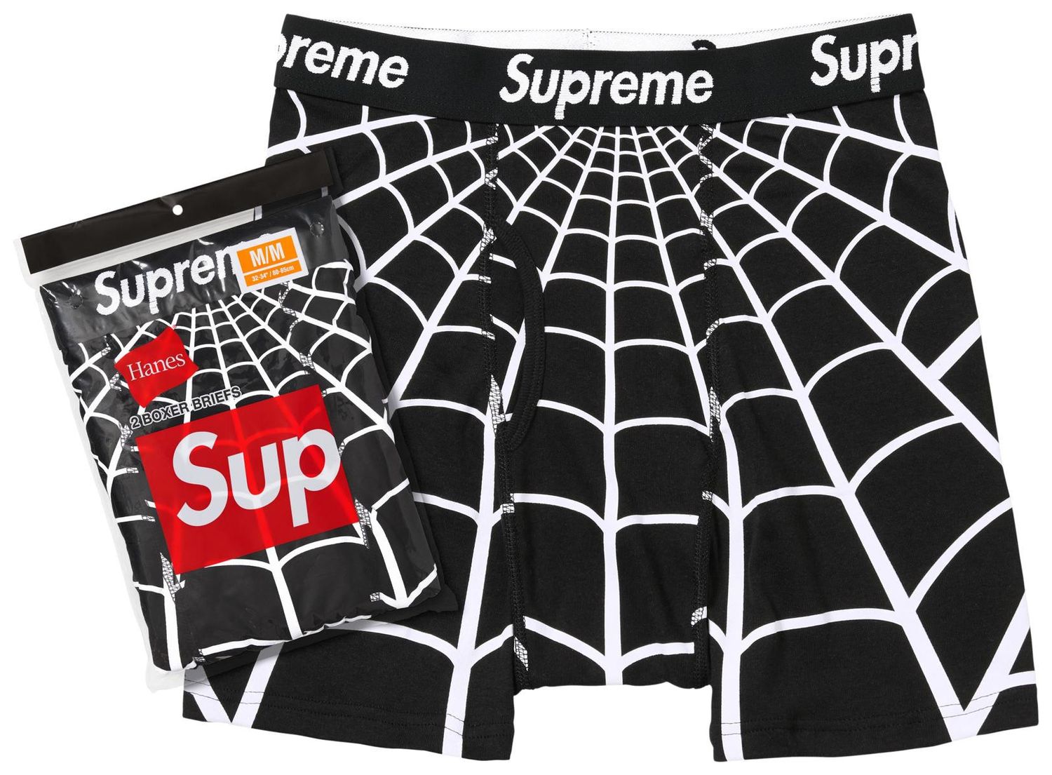 Supreme Hanes Spider-Man Boxer Briefs (2 Pack) Black