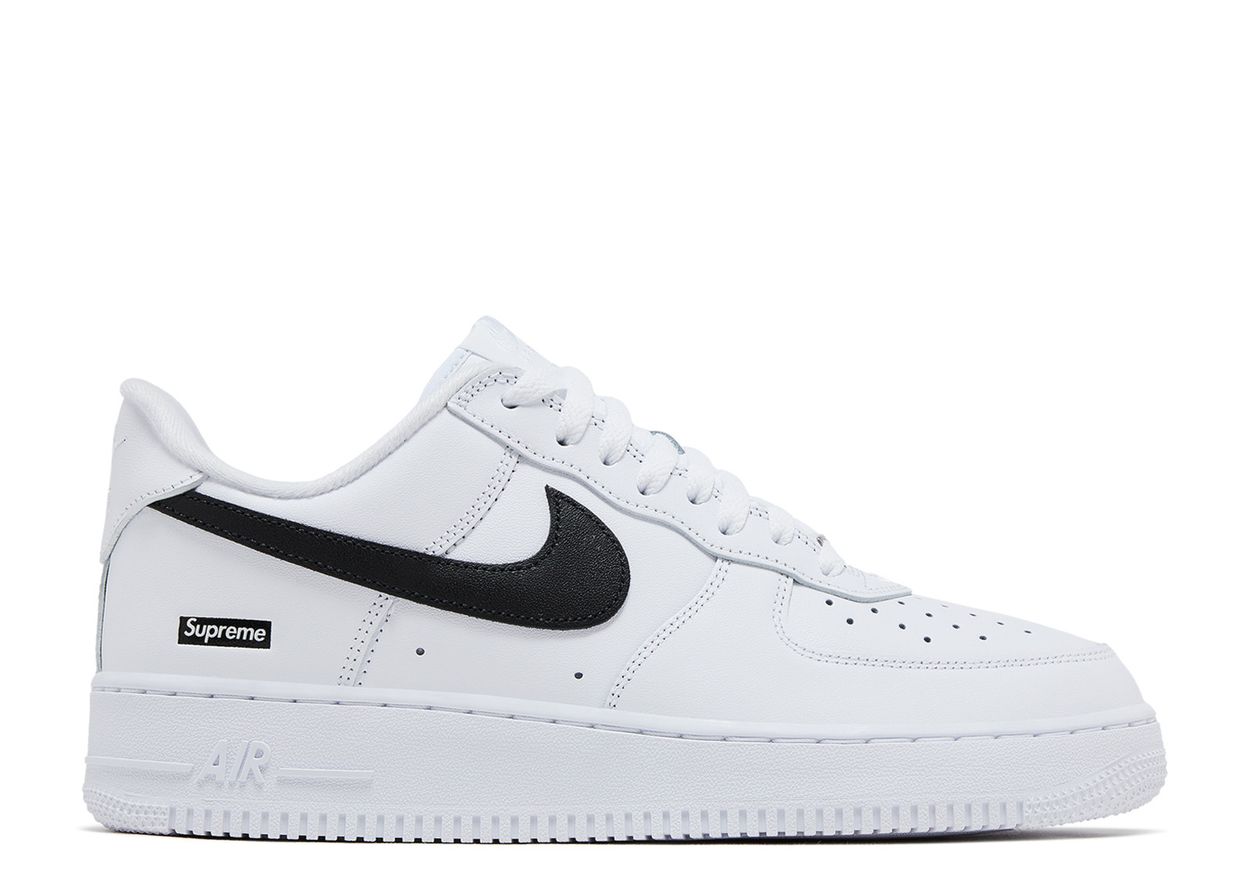 Nike Air Force 1 Low Supreme White Black Box Logo
