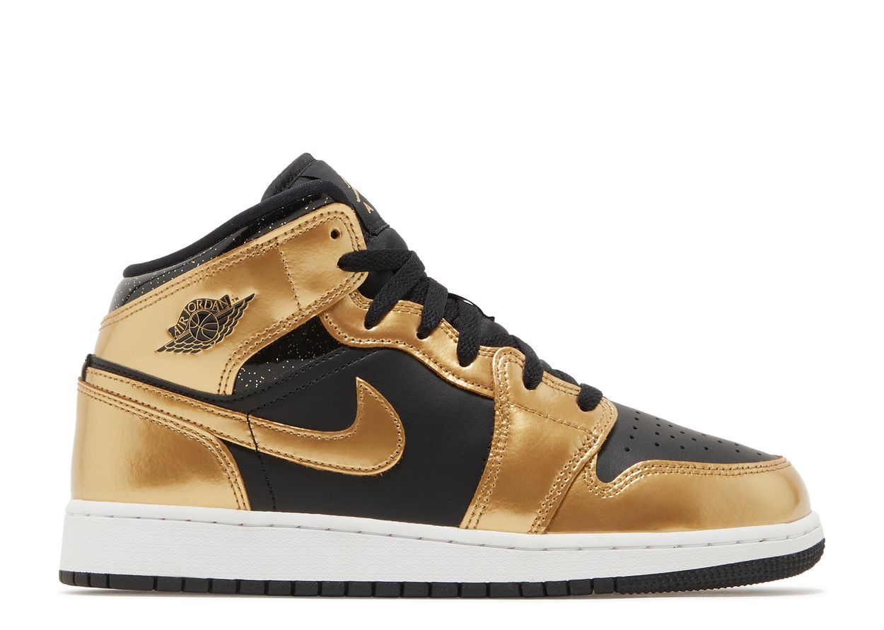 Air Jordan 1 Mid SE Metallic Gold Black (GS) (PRE-OWNED)