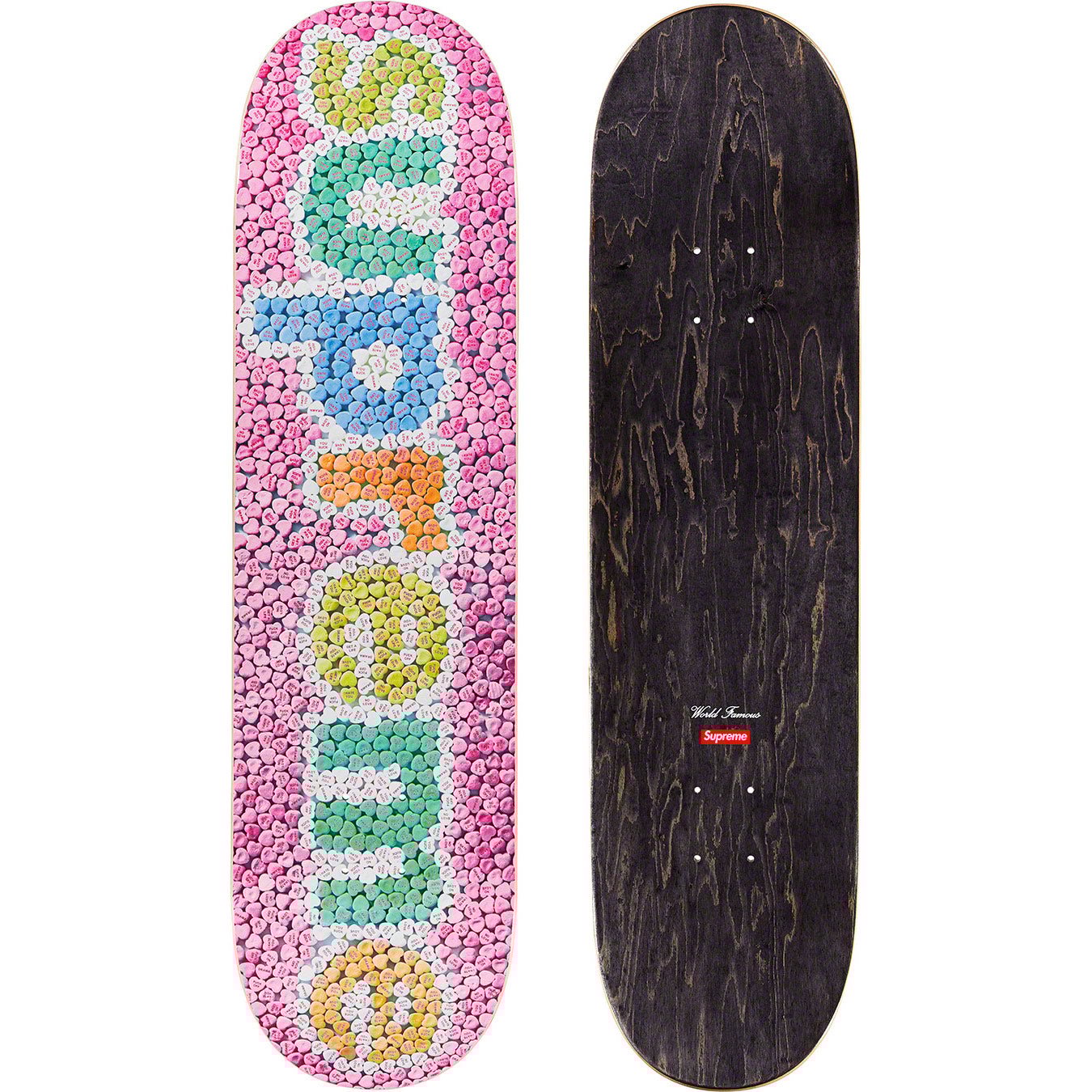 Supreme Candy Hearts Skateboard Deck Pink