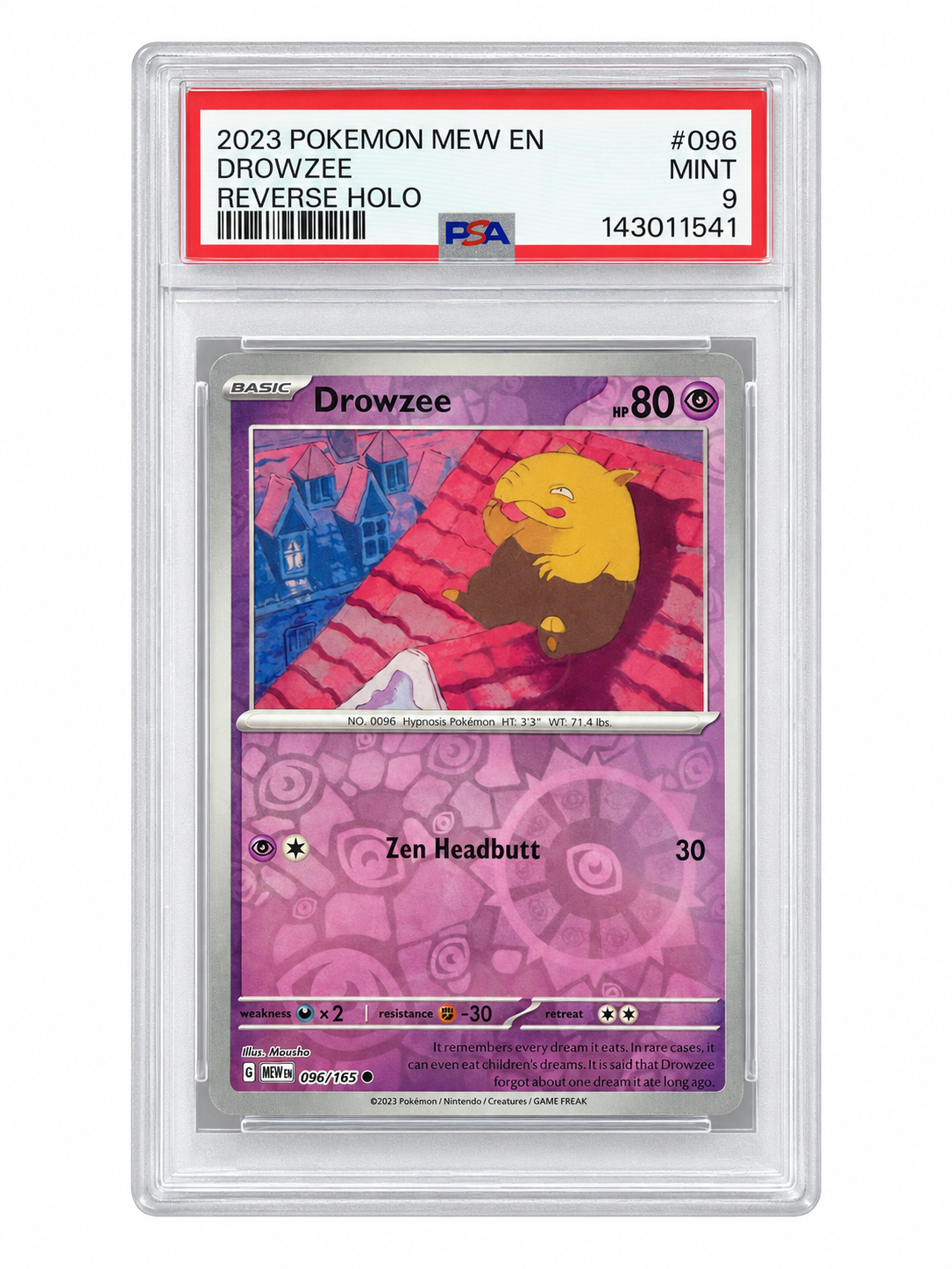 Drowzee [Reverse Holo] #96 [PSA 9] Pokemon Scarlet & Violet 151