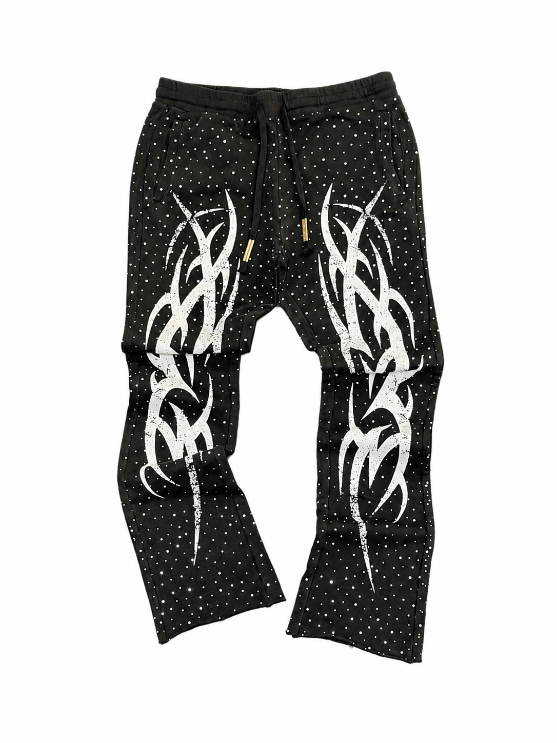 First Row Heavy Washed Stack Sweatpants Black