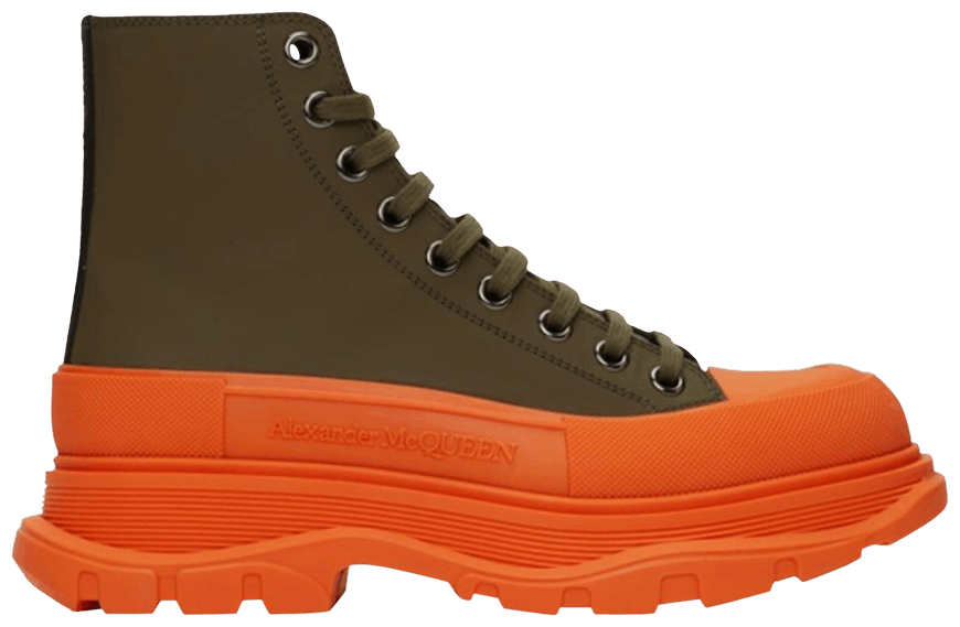 Alexander McQueen Tread Slick Boots Khaki Orange (PRE-OWNED)