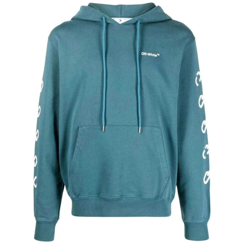 OFF-WHITE Chain Arrow Design Slim Fit Duck Hoodie Green