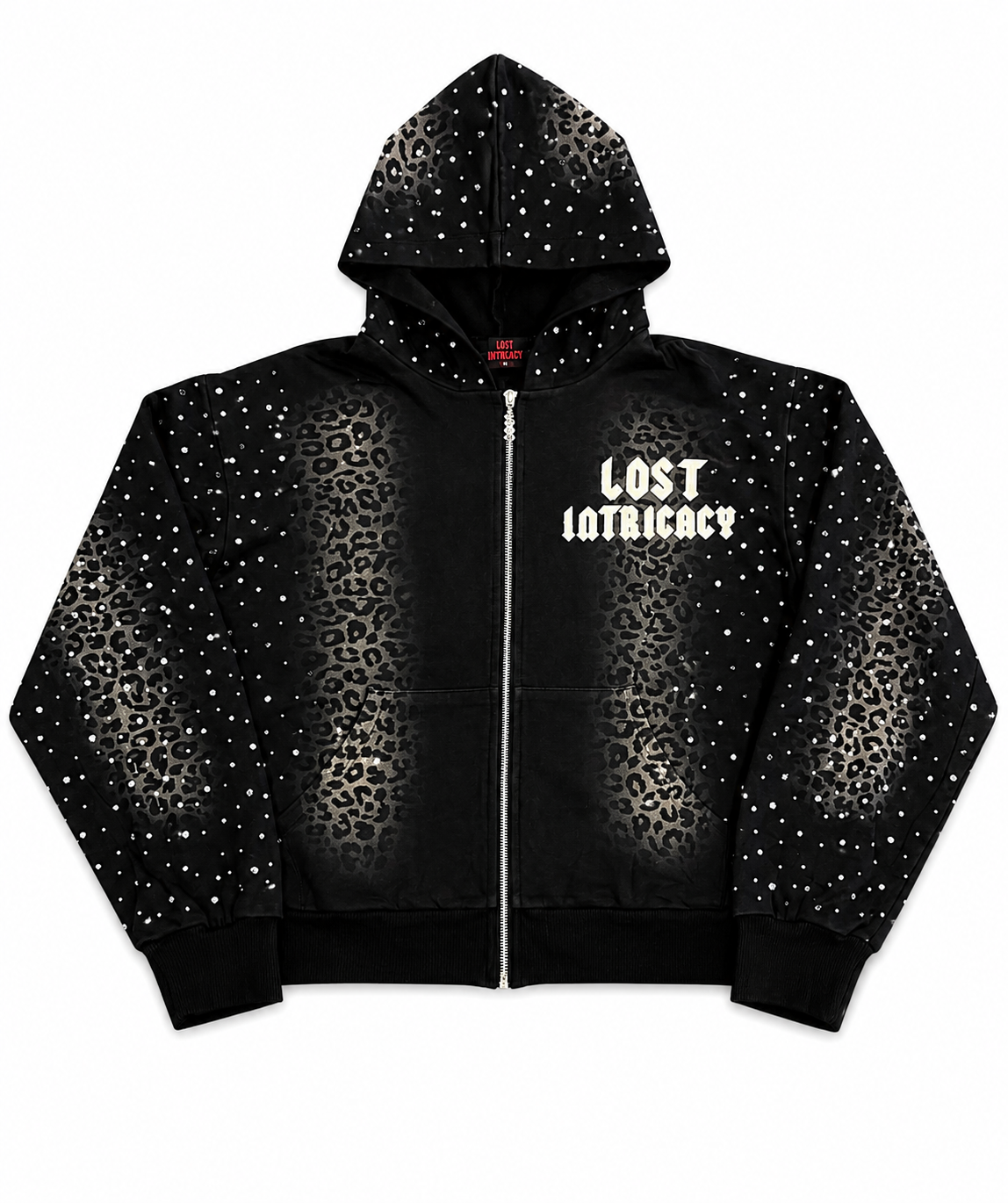 Lost Intricacy Faded Cheetah Zip-Up Hoodie Black