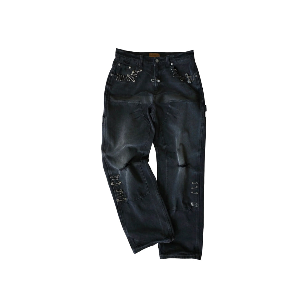 Birth of Royal Child Vintage Pin Washed Carpenter Pants Black