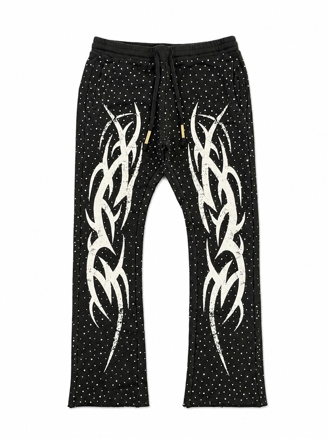 First Row Heavy Washed Stack Sweatpants Black